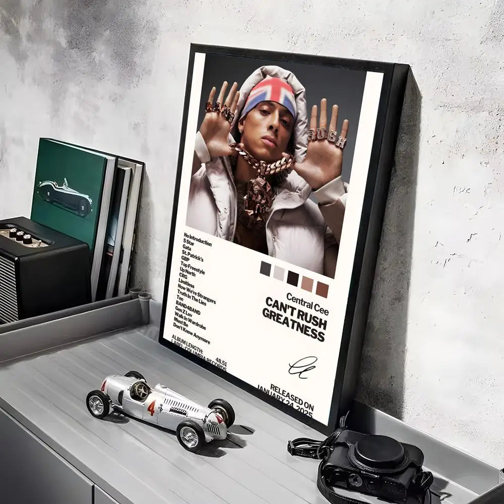 Pop Rapper C_Central C_Cee Album HD Linen Canvas Poster Wall Art Prints for Living Room Bedroom Office Home Decoration Gift