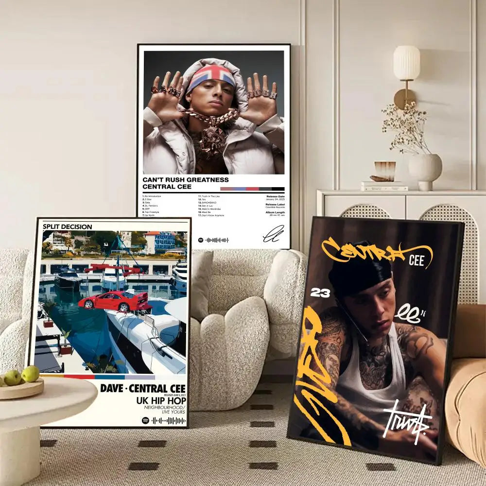 Pop Rapper C_Central C_Cee Album HD Linen Canvas Poster Wall Art Prints for Living Room Bedroom Office Home Decoration Gift