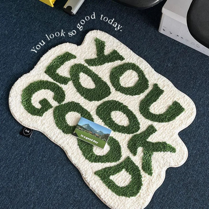 Alien Letter Imitation Cashmere Carpet, Room Decoration, Soft Bedroom Bedside Rug, Living Room Mat, Home Decoration