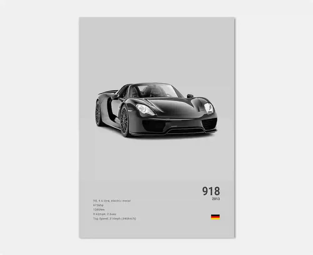 Black White Pop Luxury Germany Sports Car Poster Wall Art 911 GT3 RS Turbo HD Print Canvas Painting for Garage Home Room Decor