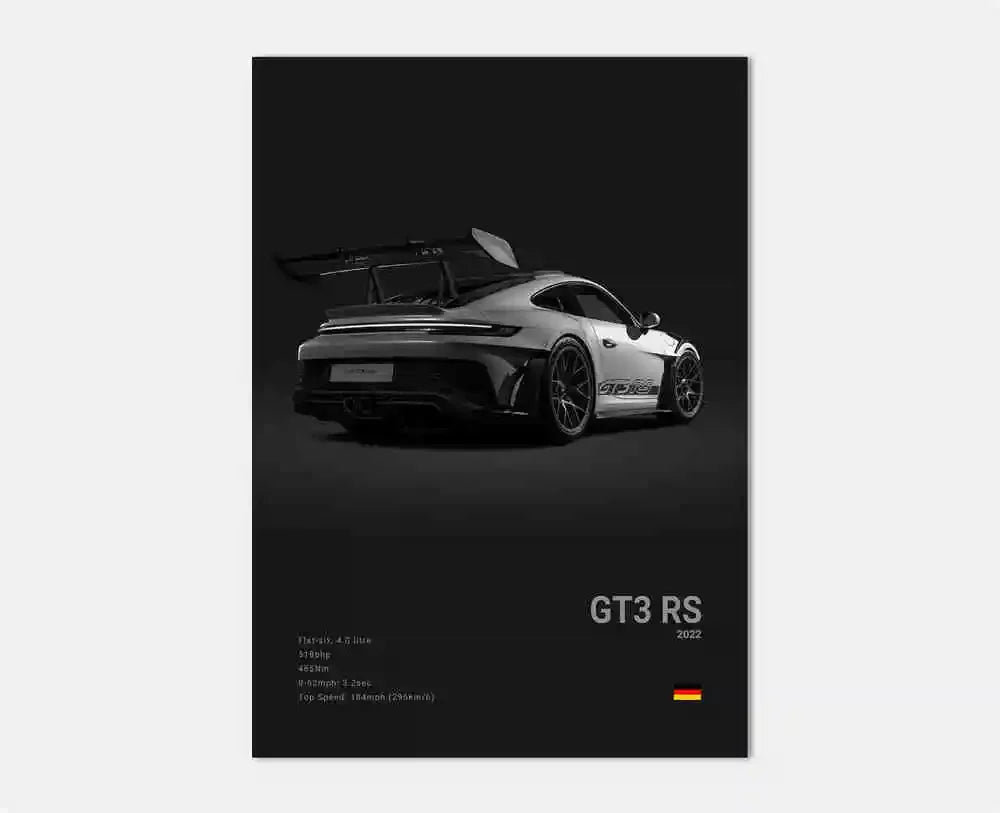 Black White Pop Luxury Germany Sports Car Poster Wall Art 911 GT3 RS Turbo HD Print Canvas Painting for Garage Home Room Decor