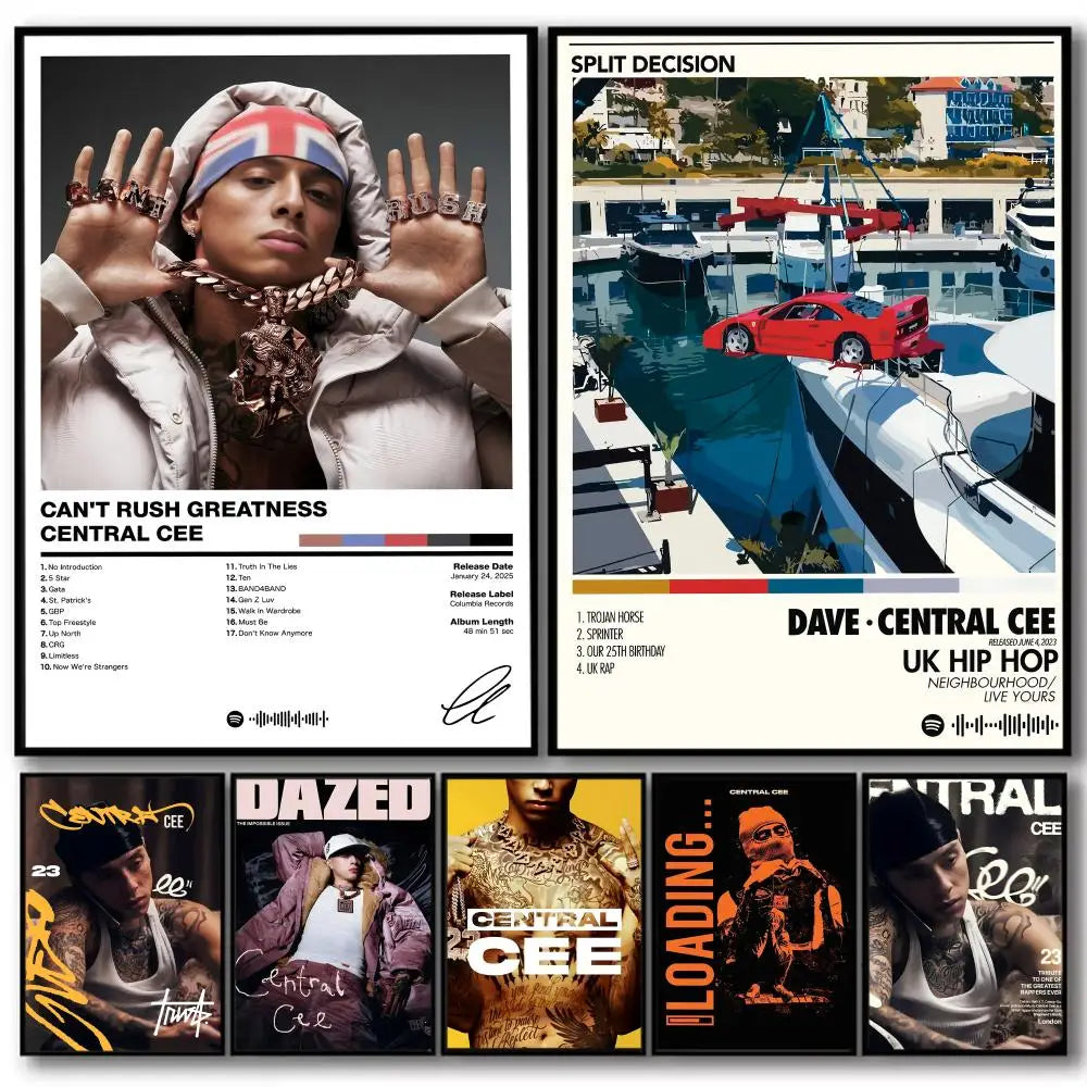 Pop Rapper C_Central C_Cee Album HD Linen Canvas Poster Wall Art Prints for Living Room Bedroom Office Home Decoration Gift