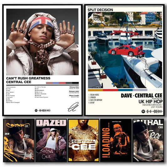 Pop Rapper C_Central C_Cee Album HD Linen Canvas Poster Wall Art Prints for Living Room Bedroom Office Home Decoration Gift