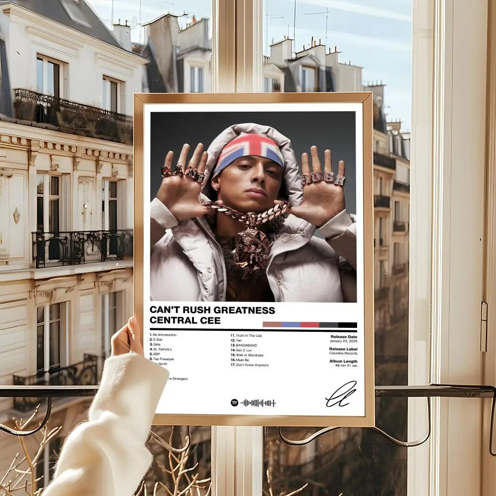 Pop Rapper C_Central C_Cee Album HD Linen Canvas Poster Wall Art Prints for Living Room Bedroom Office Home Decoration Gift