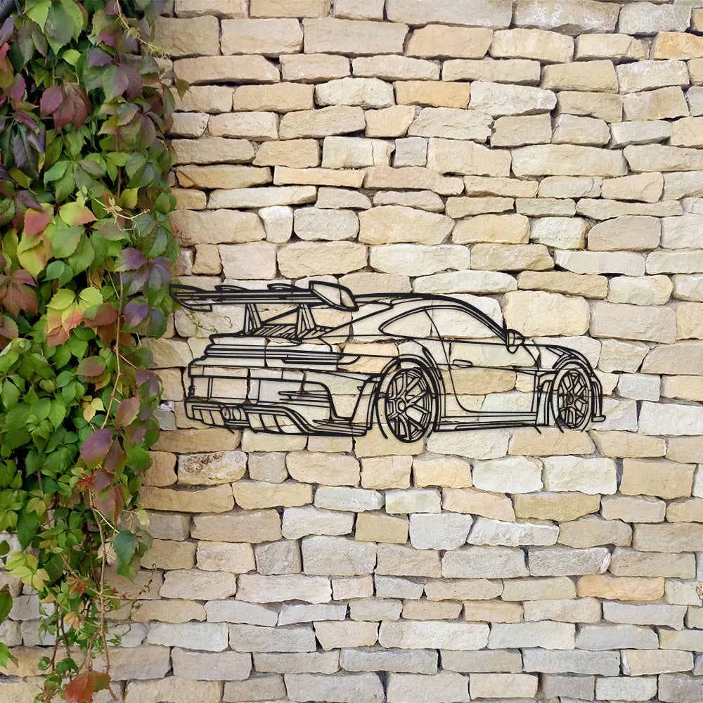 Car Metal Wall Art - Black Metal Carving, Sleek Design with Spoiler & Exhaust Pipes, Easy to Hang Home & Office Decor