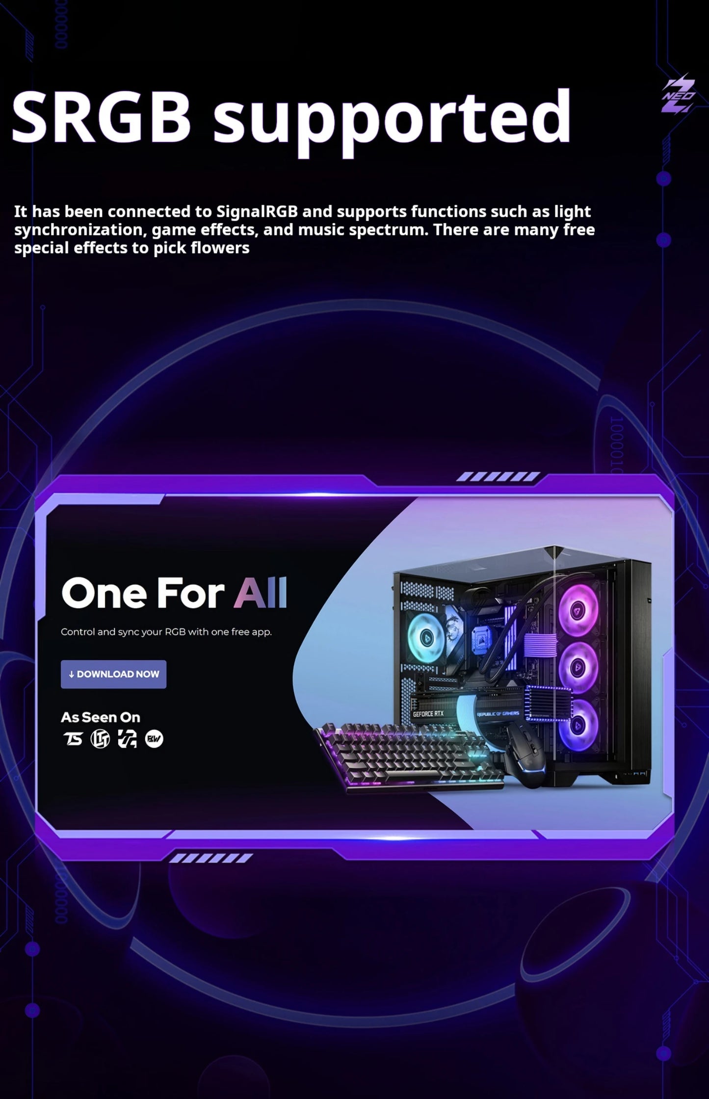 HMLAB ZNEO Gaming USB Hub - 2-to-3 Port, 8K Hz, Independent Power, With Screen, Trendy for Gaming Ambience Desk Setup