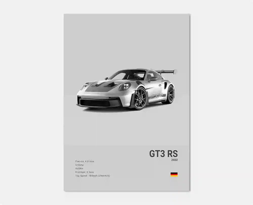 Black White Pop Luxury Germany Sports Car Poster Wall Art 911 GT3 RS Turbo HD Print Canvas Painting for Garage Home Room Decor