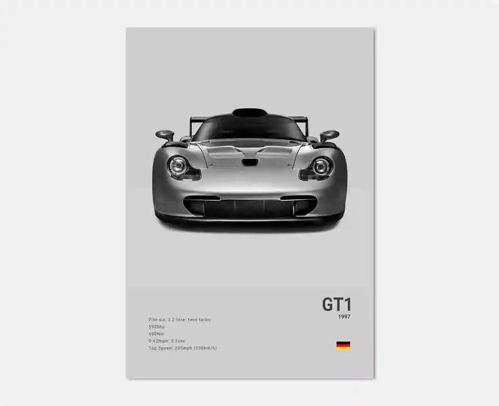 Black White Pop Luxury Germany Sports Car Poster Wall Art 911 GT3 RS Turbo HD Print Canvas Painting for Garage Home Room Decor