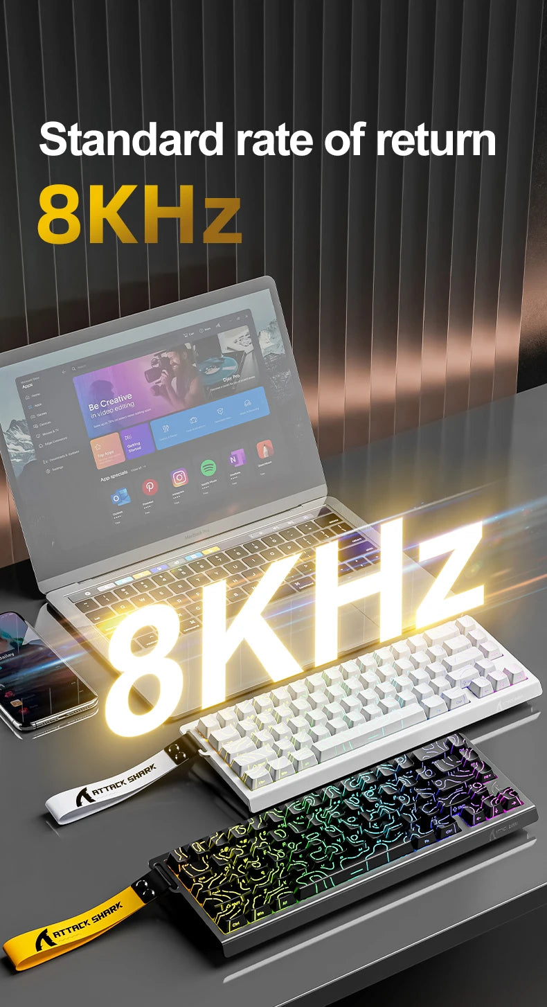 X68HE ATTACK SHARK Magnetic Gaming Keyboard Mechanical Wired for Pro Gaming 0.01mm Rapid Trigg 8000Hz SOCD/Rs 0.125ms 128K Rate