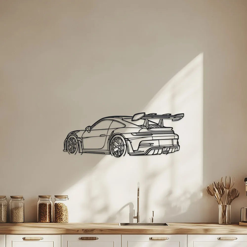 Car Metal Wall Art - Black Metal Carving, Sleek Design with Spoiler & Exhaust Pipes, Easy to Hang Home & Office Decor