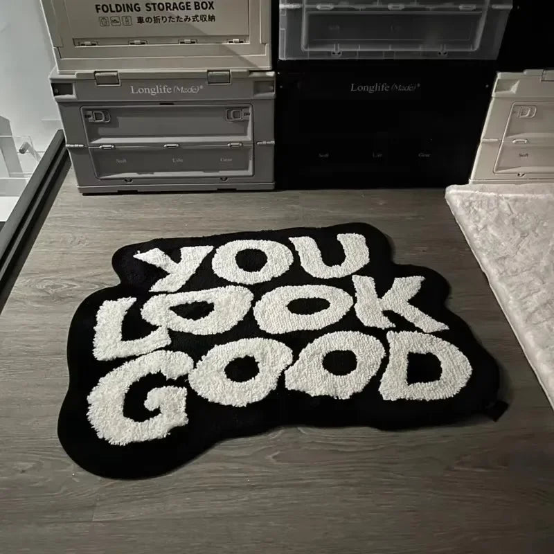 Alien Letter Imitation Cashmere Carpet, Room Decoration, Soft Bedroom Bedside Rug, Living Room Mat, Home Decoration