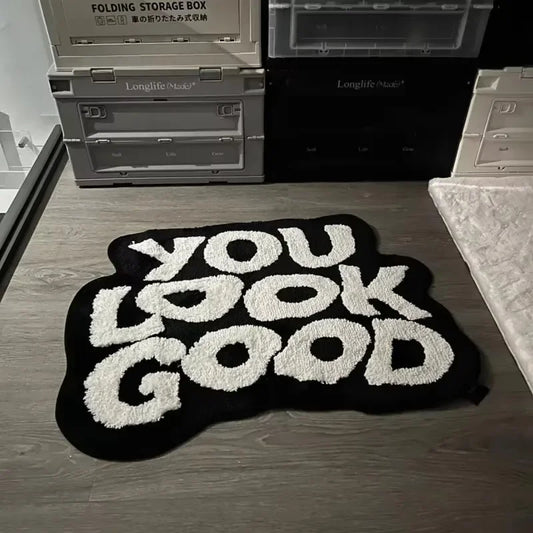 Alien Letter Imitation Cashmere Carpet, Room Decoration, Soft Bedroom Bedside Rug, Living Room Mat, Home Decoration