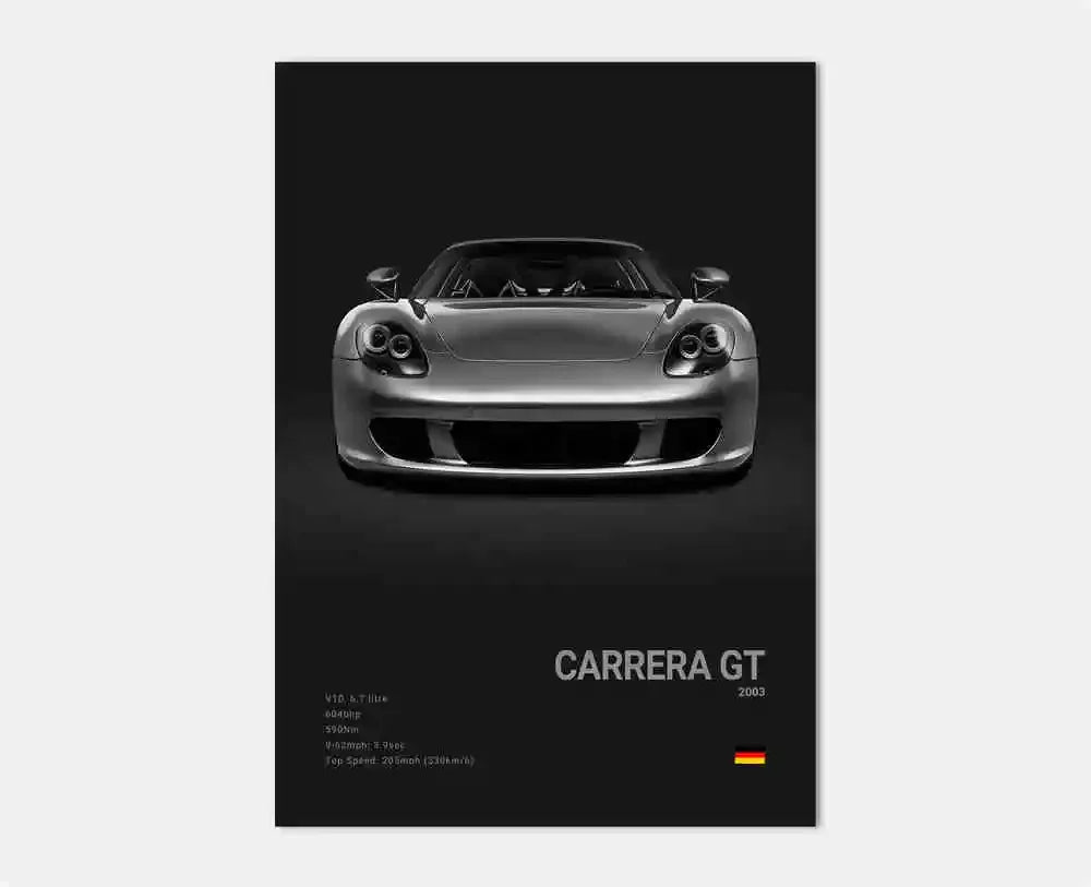 Black White Pop Luxury Germany Sports Car Poster Wall Art 911 GT3 RS Turbo HD Print Canvas Painting for Garage Home Room Decor