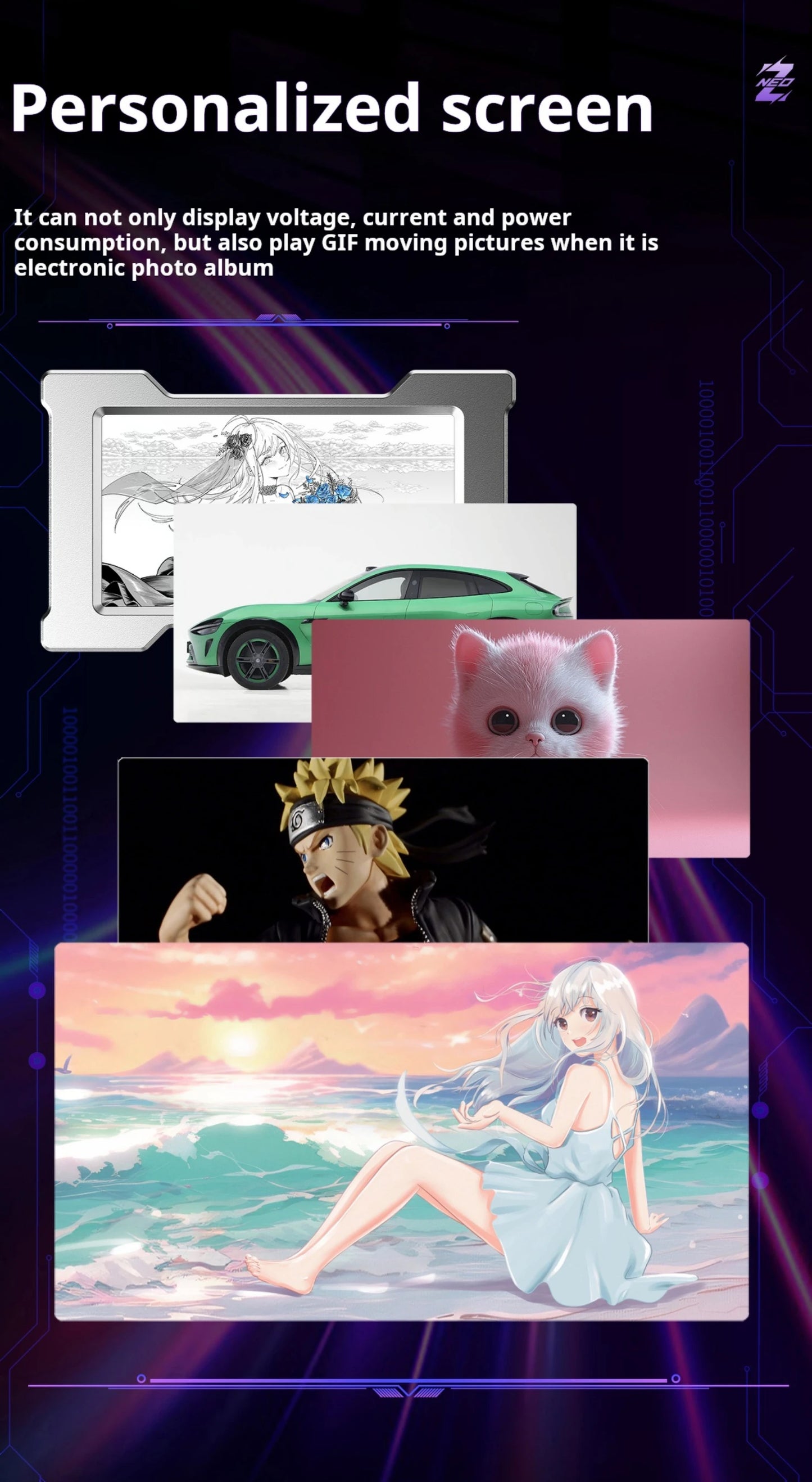 HMLAB ZNEO Gaming USB Hub - 2-to-3 Port, 8K Hz, Independent Power, With Screen, Trendy for Gaming Ambience Desk Setup