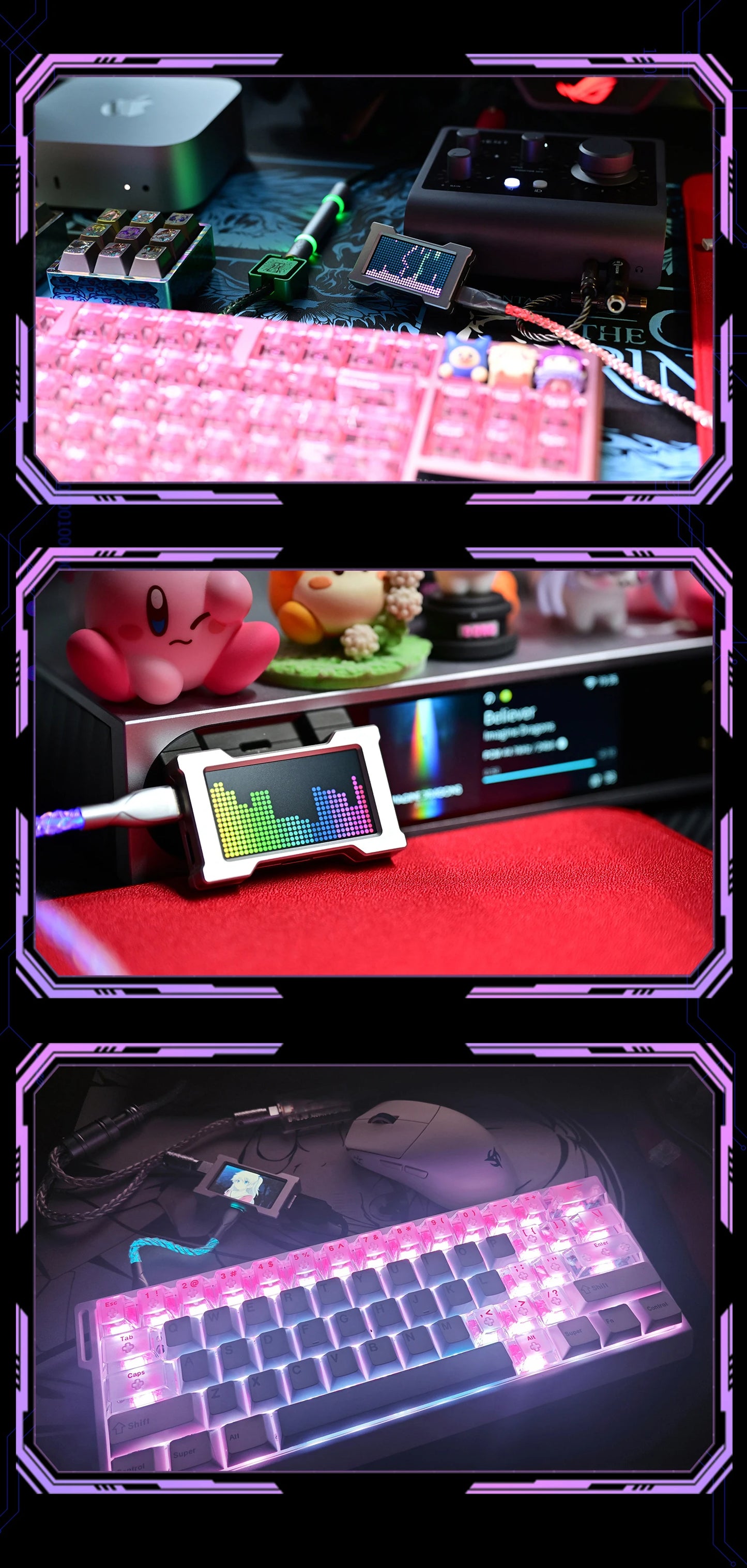 HMLAB ZNEO Gaming USB Hub - 2-to-3 Port, 8K Hz, Independent Power, With Screen, Trendy for Gaming Ambience Desk Setup