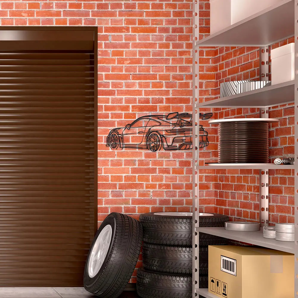 Car Metal Wall Art - Black Metal Carving, Sleek Design with Spoiler & Exhaust Pipes, Easy to Hang Home & Office Decor