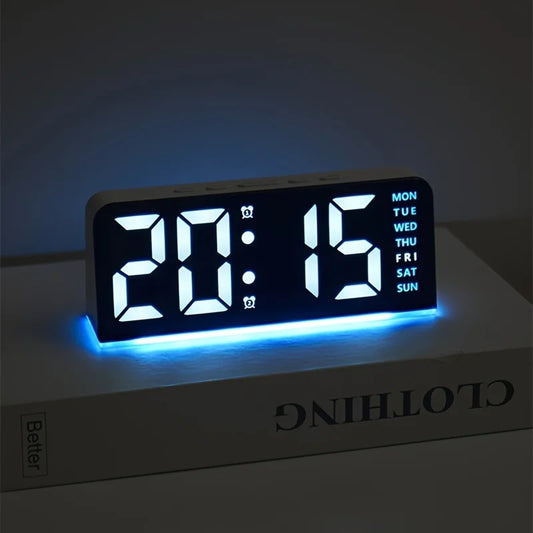 Digital LED Alarm Clock Desktop Table Clock Night Light with Time Temperature Display Backlight Snooze Clock Modern Decor