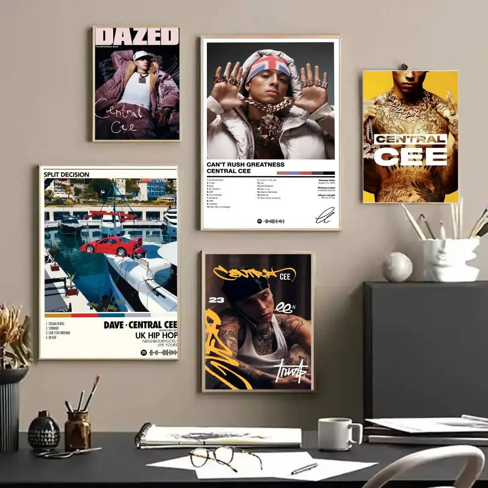 Pop Rapper C_Central C_Cee Album HD Linen Canvas Poster Wall Art Prints for Living Room Bedroom Office Home Decoration Gift