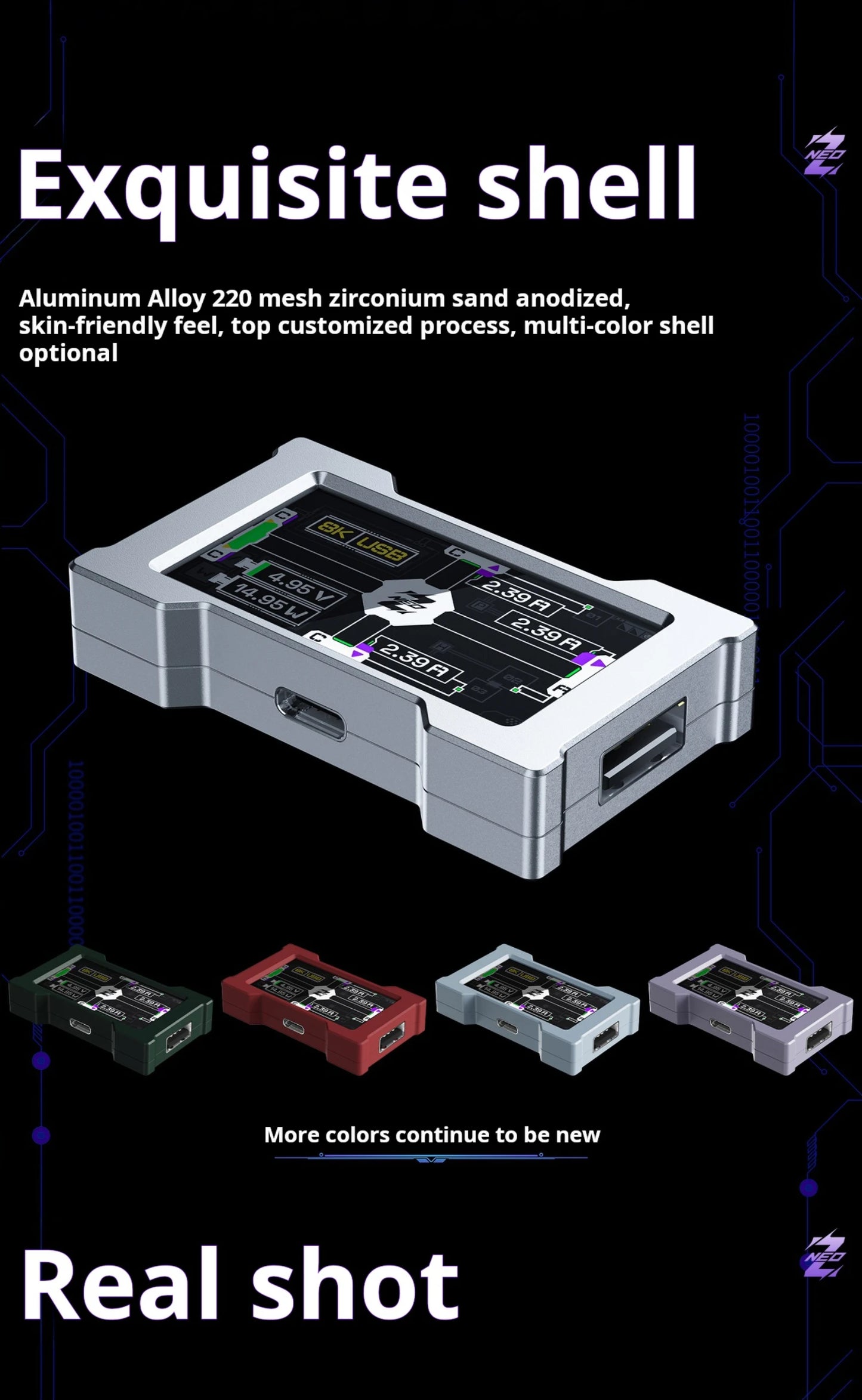 HMLAB ZNEO Gaming USB Hub - 2-to-3 Port, 8K Hz, Independent Power, With Screen, Trendy for Gaming Ambience Desk Setup