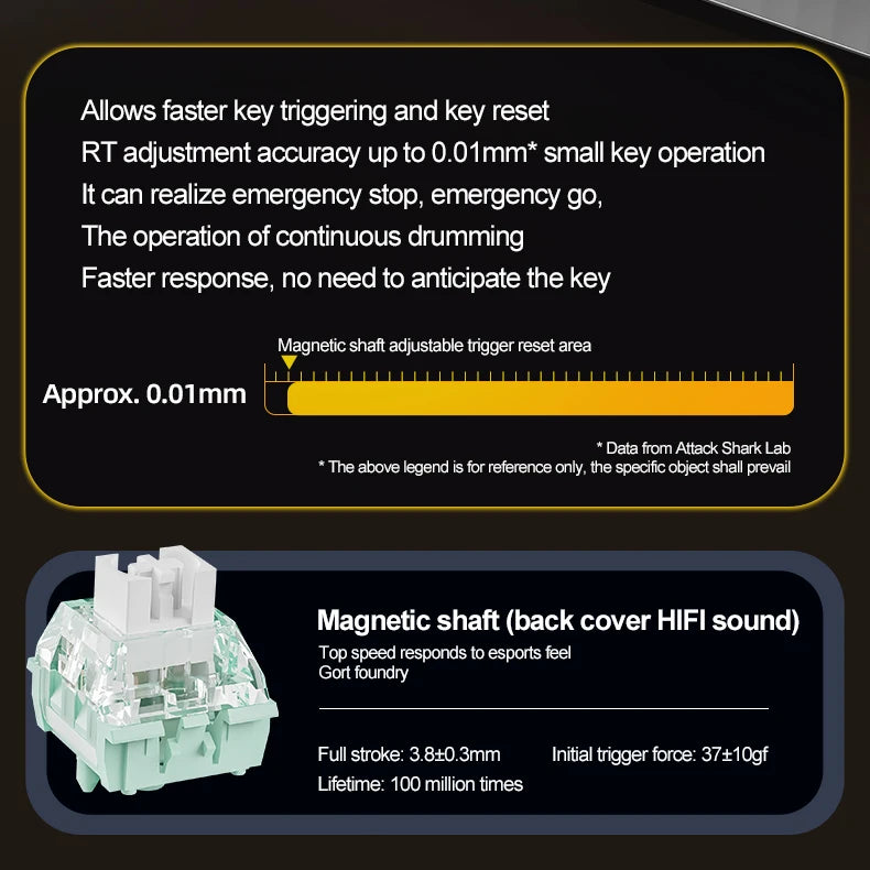 X68HE ATTACK SHARK Magnetic Gaming Keyboard Mechanical Wired for Pro Gaming 0.01mm Rapid Trigg 8000Hz SOCD/Rs 0.125ms 128K Rate