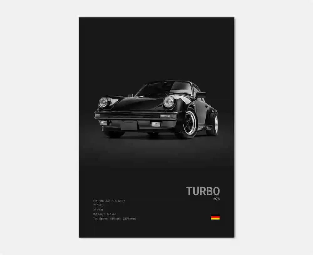 Black White Pop Luxury Germany Sports Car Poster Wall Art 911 GT3 RS Turbo HD Print Canvas Painting for Garage Home Room Decor